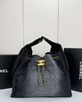 Chanel 22 Bag Denim – Noir – chaîne dorée