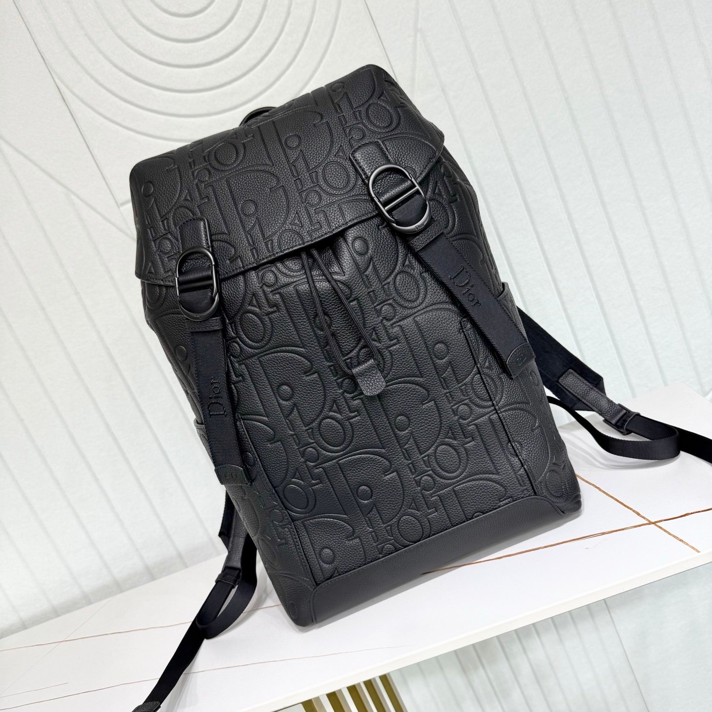 Dior Backpack Dior Oblique embossé – Noir