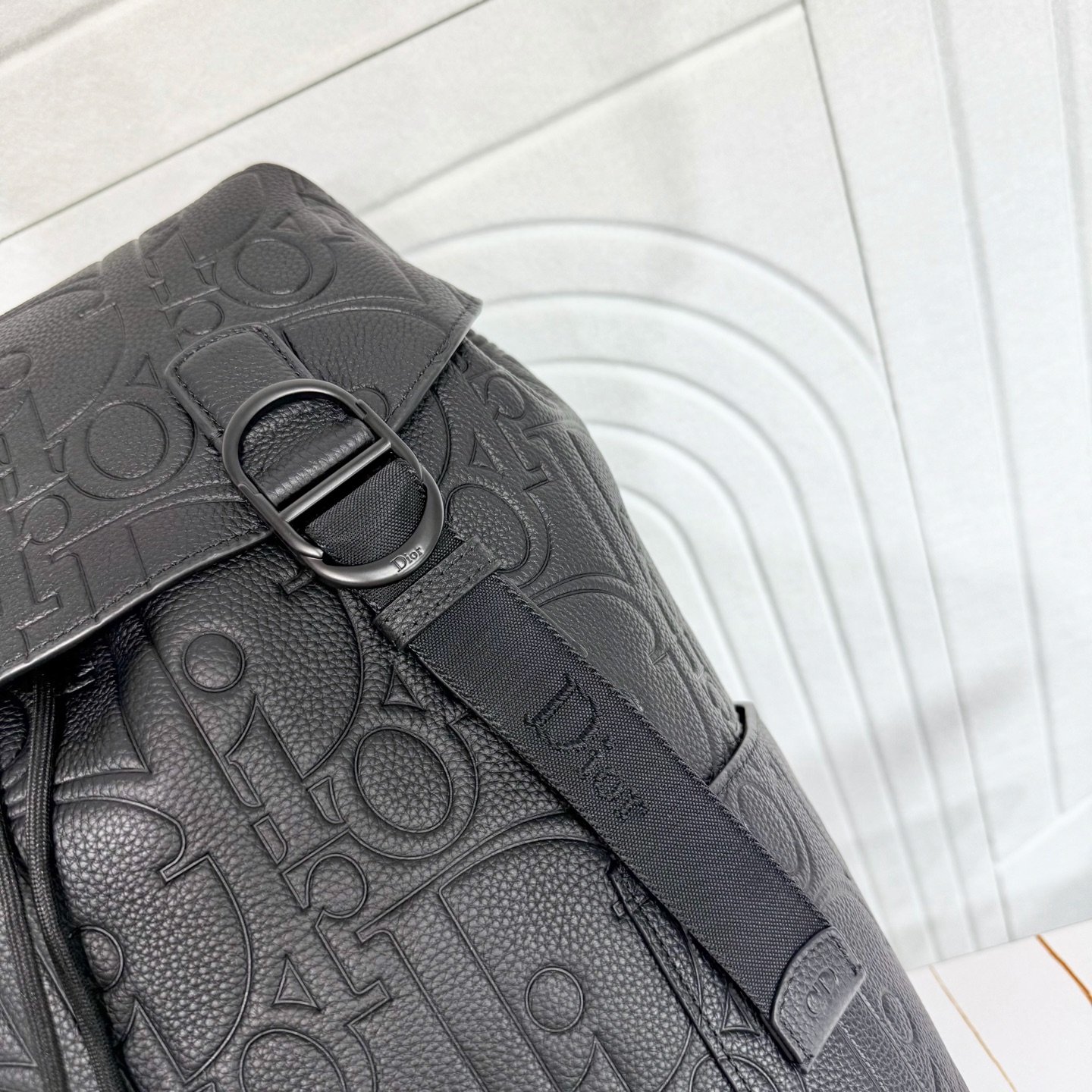 Dior Backpack Dior Oblique embossé – Noir