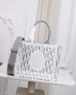 Dior Book Tote Oblique – Gris et blanc