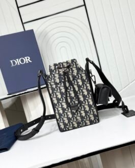 Dior Drawstring Bag Oblique – Noir et gris