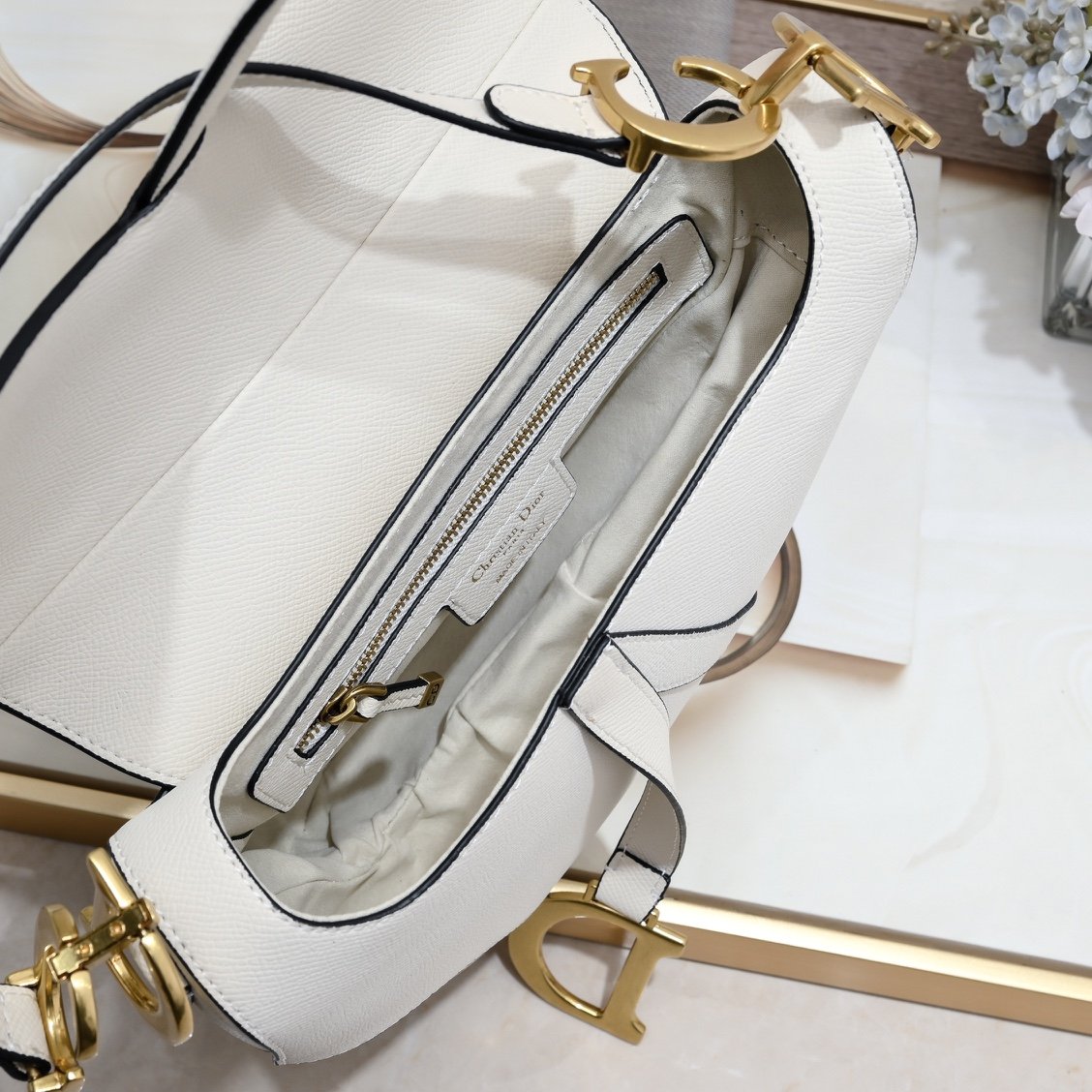 Dior Saddle cuir – Blanc