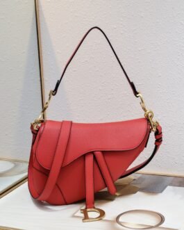 Dior Saddle cuir – Corail – sangle large