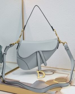 Dior Saddle cuir – Gris bleu