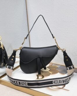 Dior Saddle cuir – Noir – sangle large Christian Dior