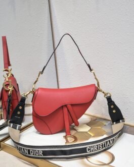 Dior Saddle cuir – Rouge – sangle large