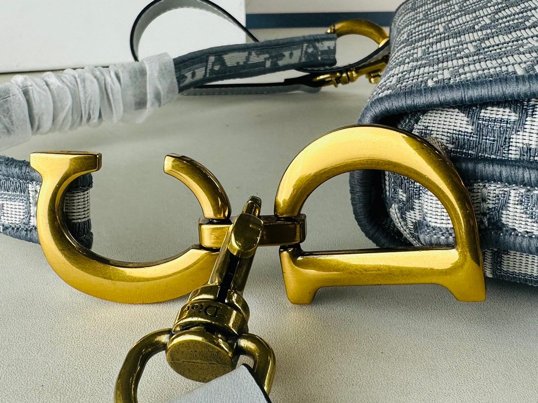 Dior Saddle Oblique – Bleu et gris – sangle Christian Dior