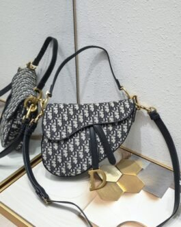 Dior Saddle Oblique – Gris – sangle fine