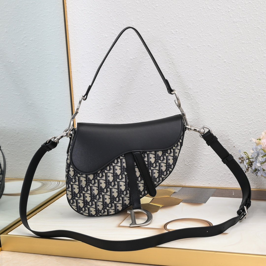 Dior Saddle Oblique – Noir et gris