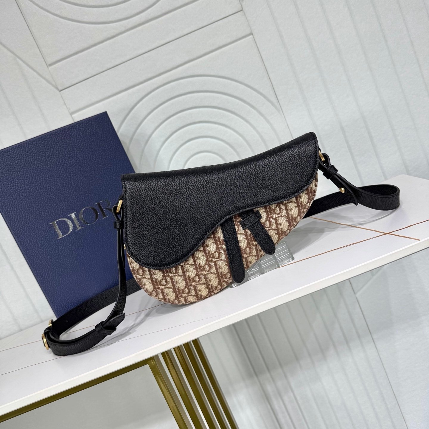 Dior Saddle Pouch Oblique – Noir et gris
