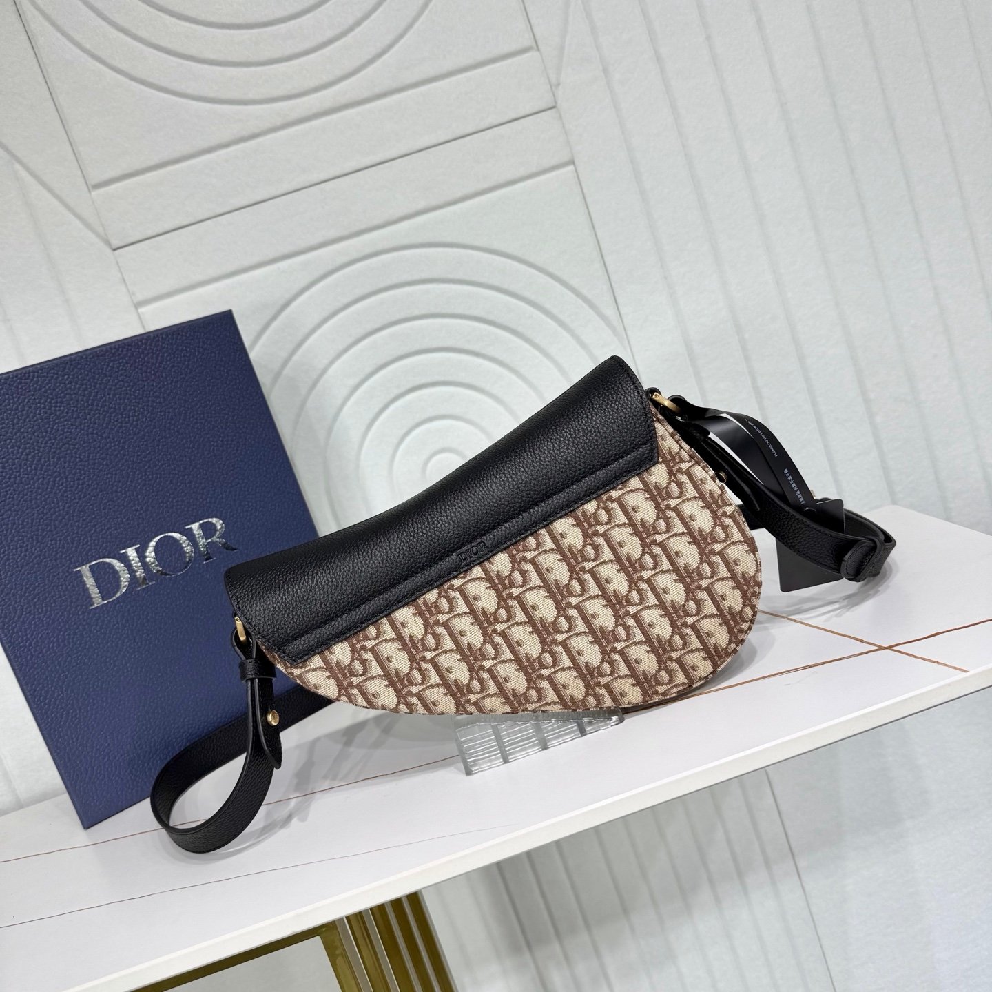 Dior Saddle Pouch Oblique – Noir et gris