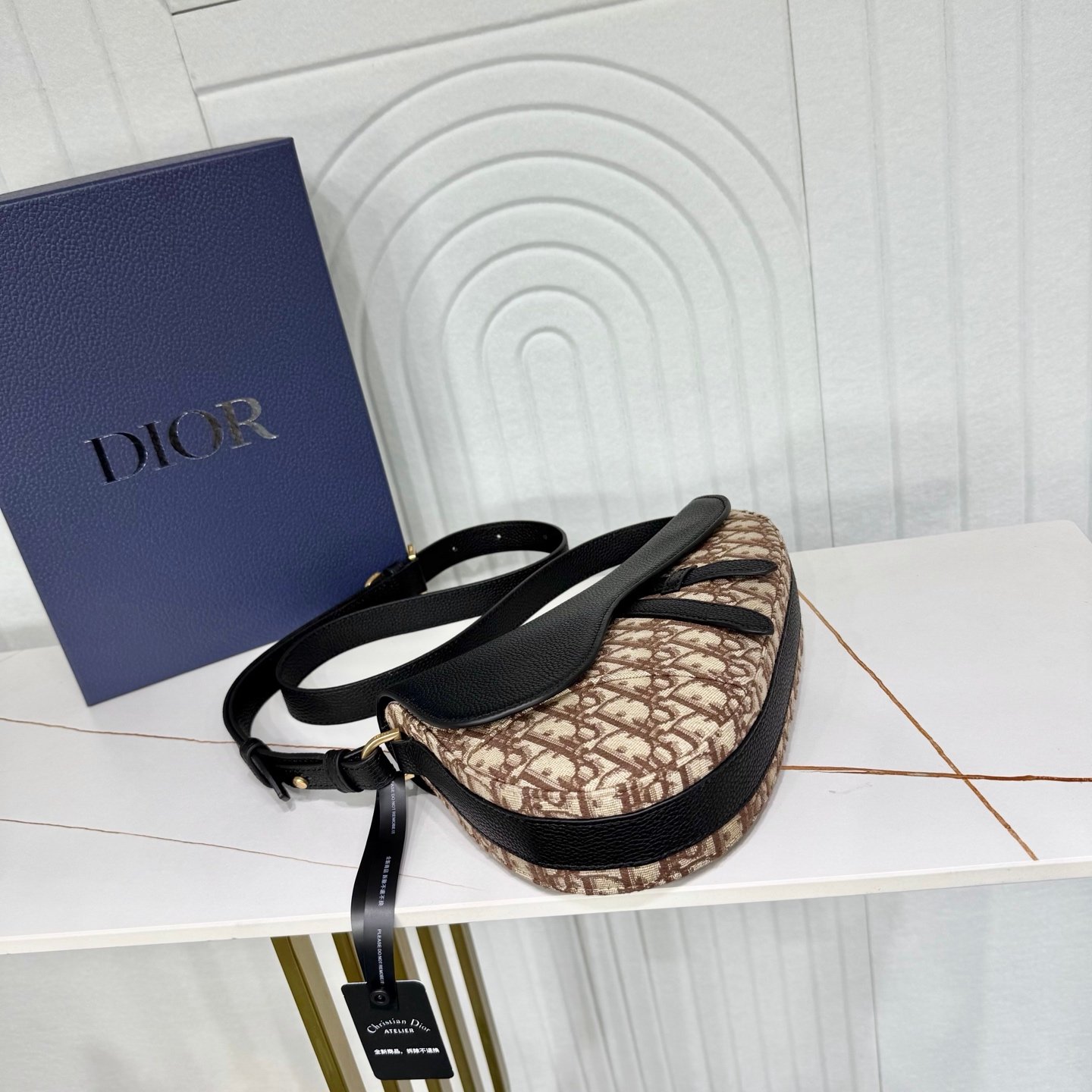 Dior Saddle Pouch Oblique – Noir et gris