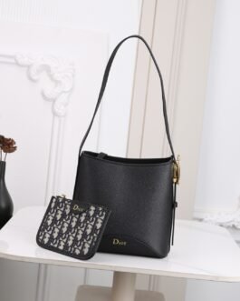 Dior Shoulder Tote cuir avec pochette – Noir