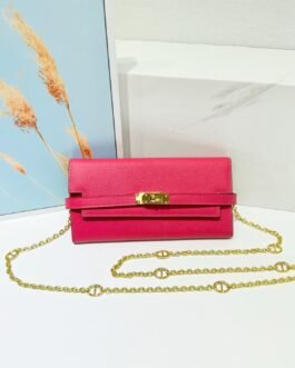 Hermès Kelly To Go – Rose – chaîne dorée
