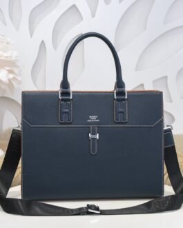 Hermès Porte-documents à fermoir tournant – Bleu marine