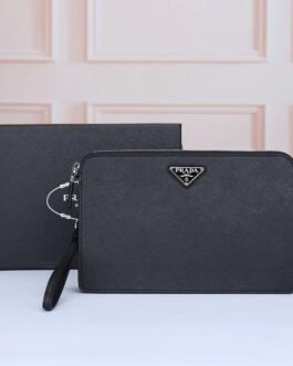 Prada Saffiano Pouch Gris