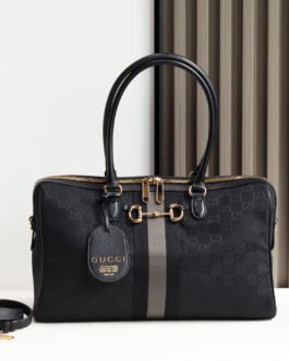 Gucci Borsetto – Noir / Gris GG – Toile GG et cuir – Moyen format