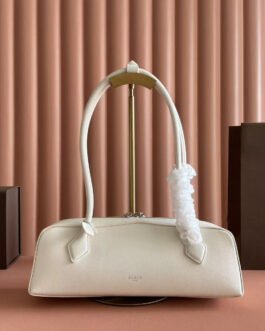 Alaïa Le Teckel – Blanc – Cuir – Moyen format