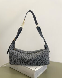 Dior D-Journey – Gris / Noir – Jacquard Dior Oblique et cuir – Petit format