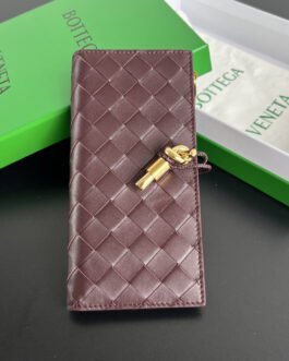 Bottega Veneta Portefeuille long Andiamo – Bordeaux – Cuir nappa Intrecciato – Long