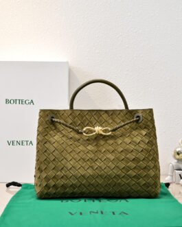 Bottega Veneta Andiamo Medium – Kaki – Daim Intrecciato – Moyen format