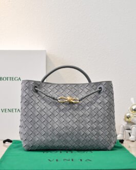Bottega Veneta Andiamo Medium – Gris – Cuir Intrecciato – Moyen format