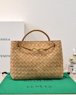 Bottega Veneta Andiamo Medium – Camel – Cuir Intrecciato – Moyen format