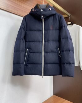 Brunello Cucinelli Doudoune à col montant – standard – Bleu marine – Homme