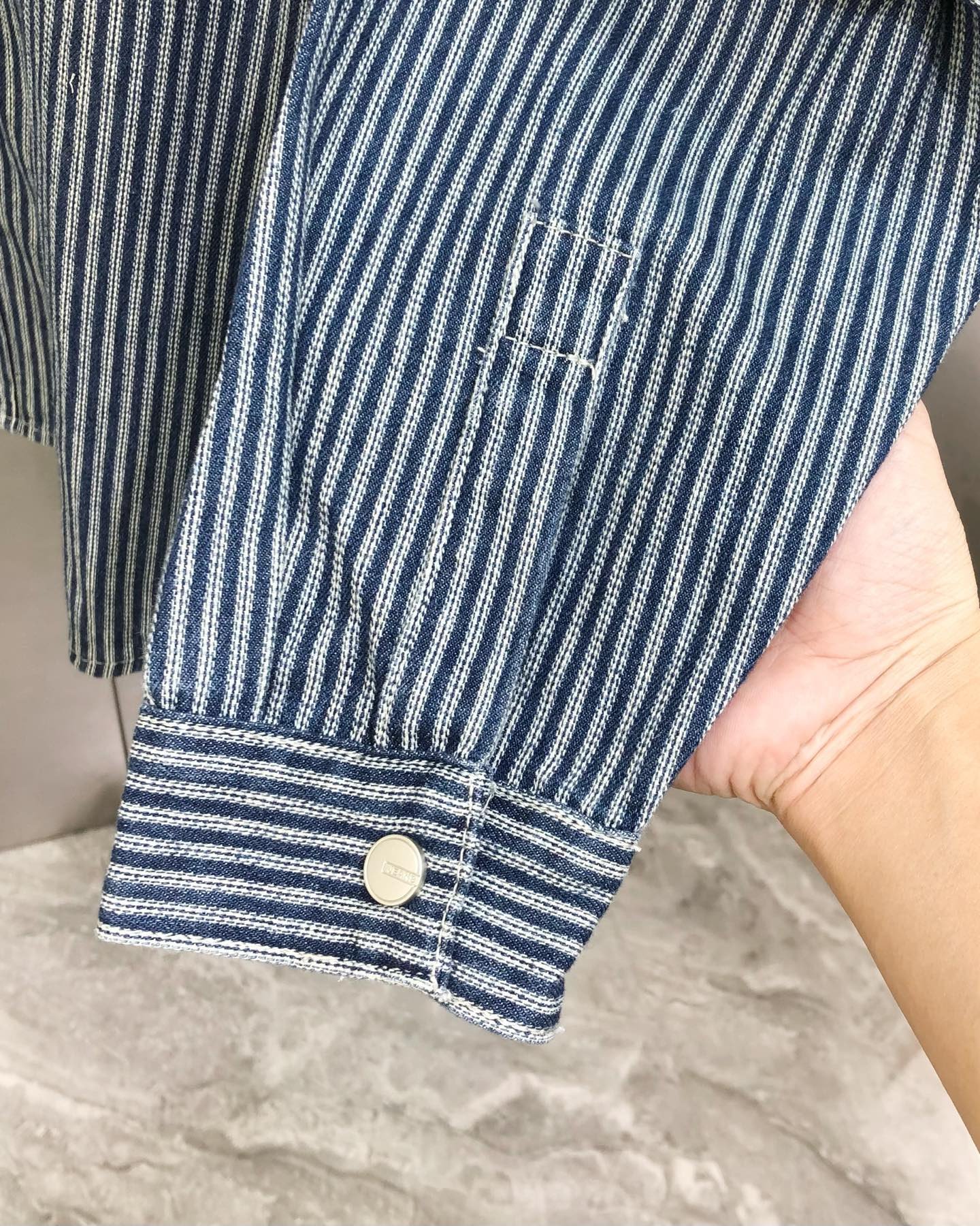 Dior Surchemise en denim rayé – Bleu - vue 4