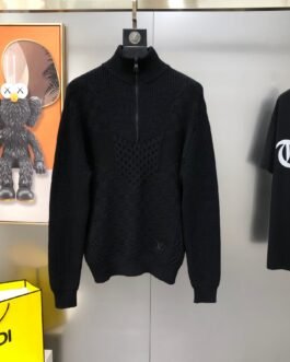 Louis Vuitton Pull zippé en maille – Noir