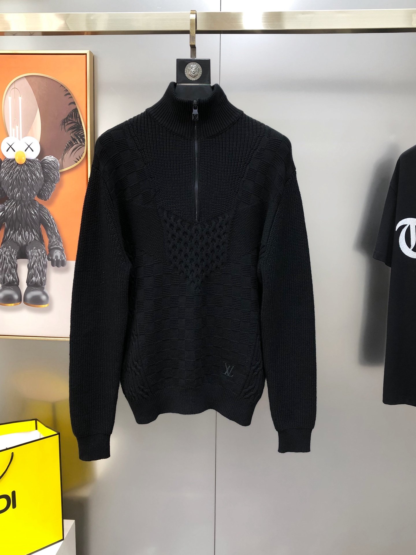 Louis Vuitton Pull zippé en maille – Noir