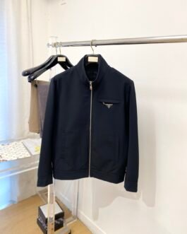 Prada Veste zippée à logo Triangle – Bleu marine