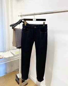 Saint Laurent Jean slim en denim – Noir