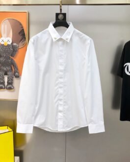 Thom Browne Chemise en popeline à col brodé – Blanc