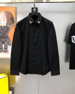 Thom Browne Chemise en popeline à col brodé – Noir