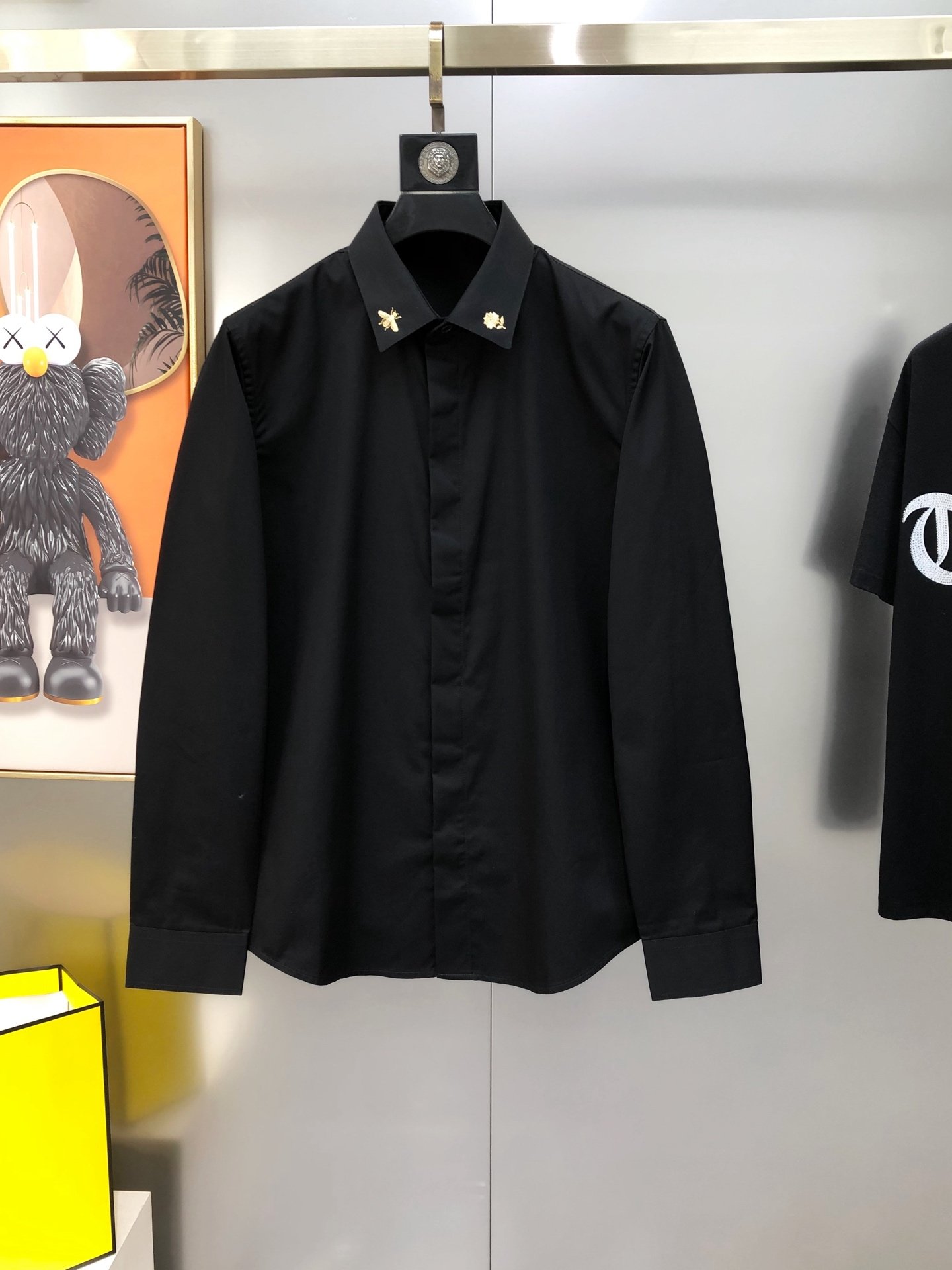 Thom Browne Chemise en popeline à col brodé – Noir