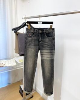Thom Browne Jean en denim à rayures – Gris anthracite