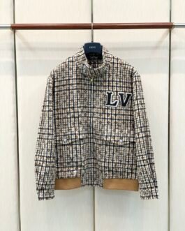 Louis Vuitton Veste à carreaux avec monogramme brodé Beige et bleu