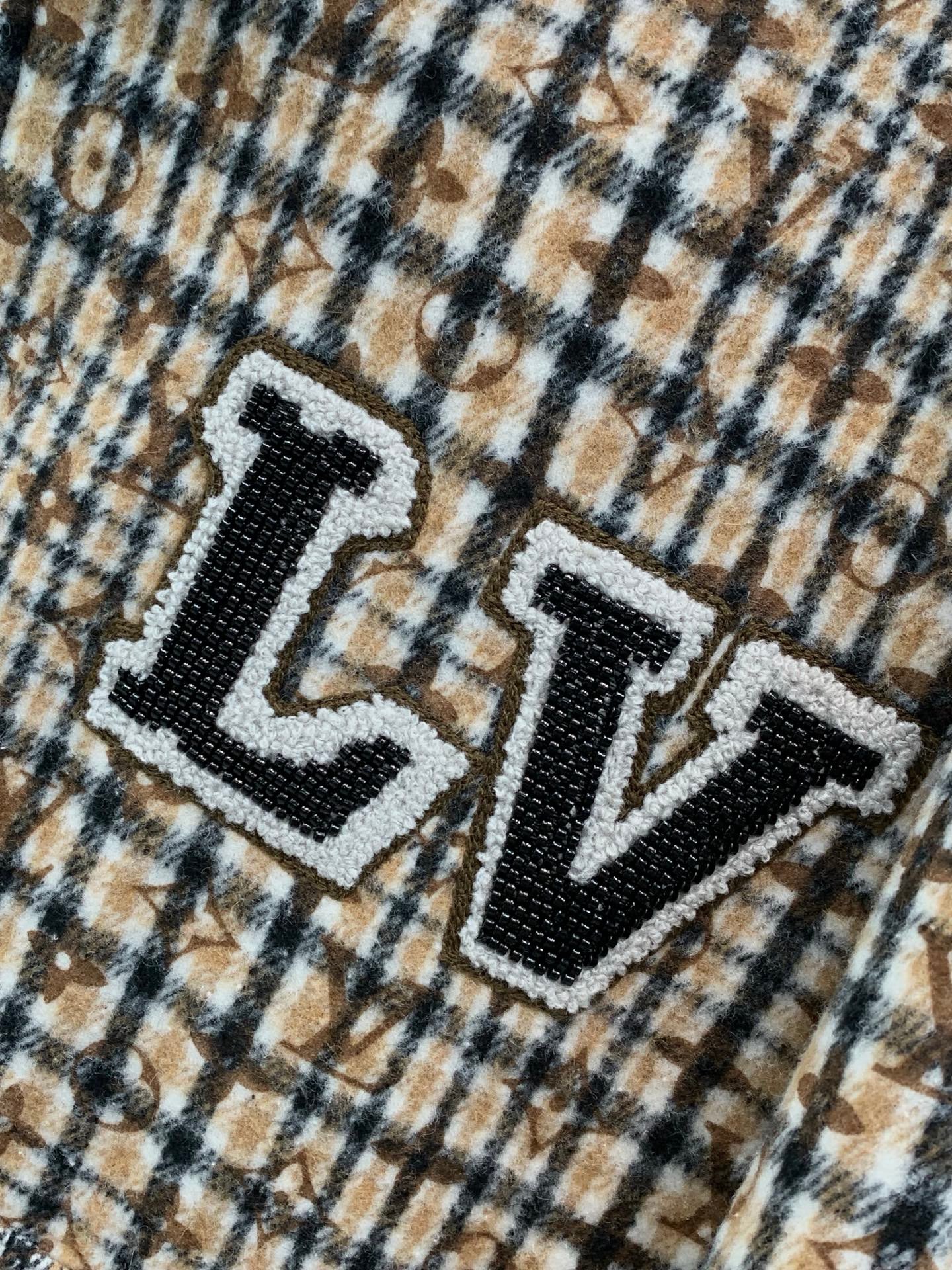 Louis Vuitton Veste à carreaux avec monogramme brodé Beige et bleu - vue 7