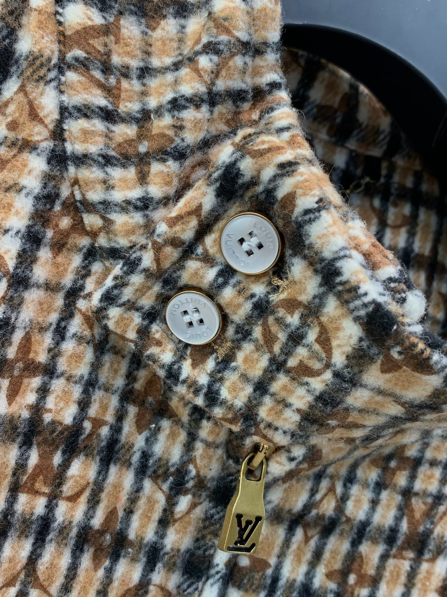 Louis Vuitton Veste à carreaux avec monogramme brodé Beige et bleu - vue 2