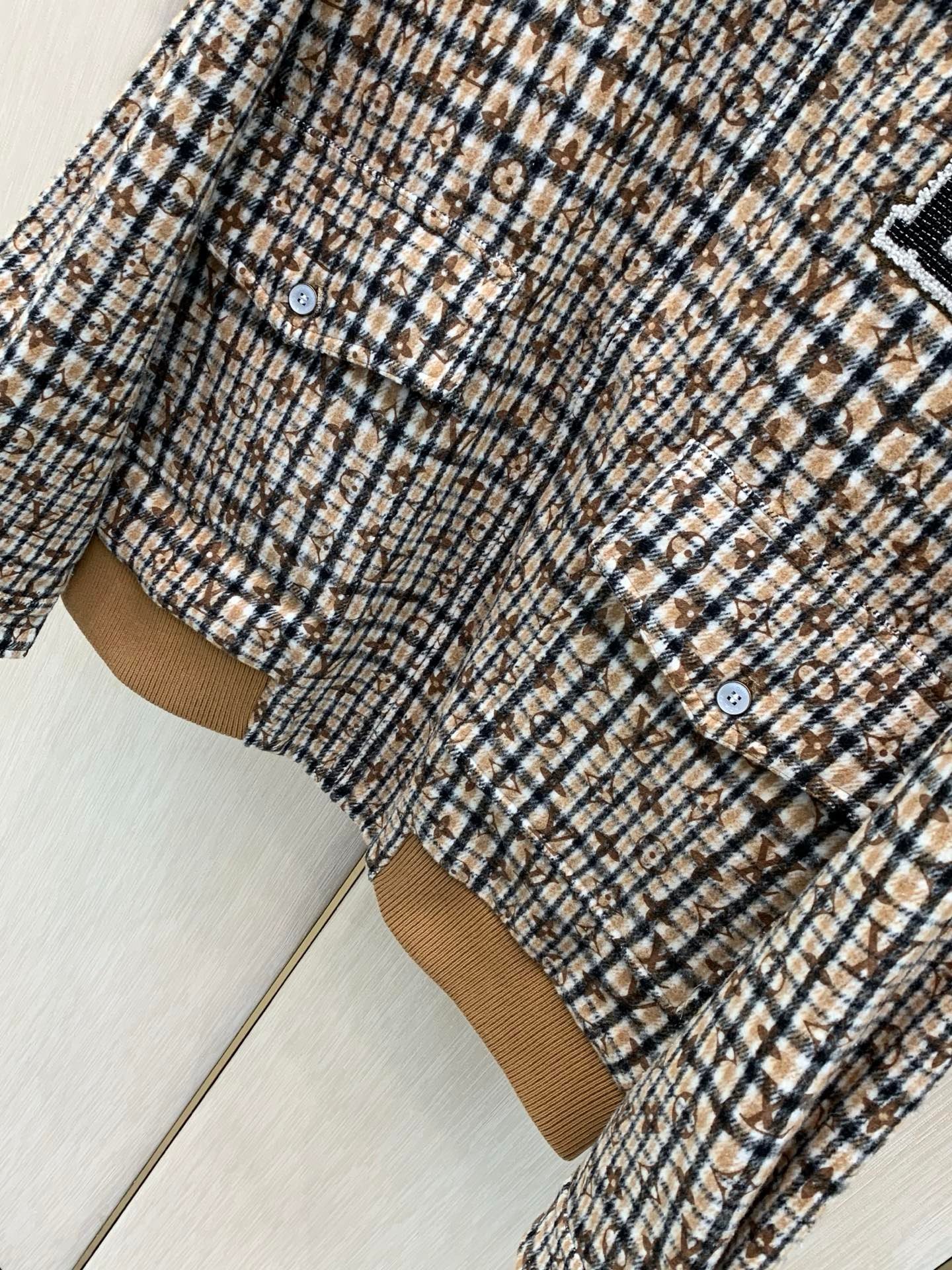 Louis Vuitton Veste à carreaux avec monogramme brodé Beige et bleu - vue 5