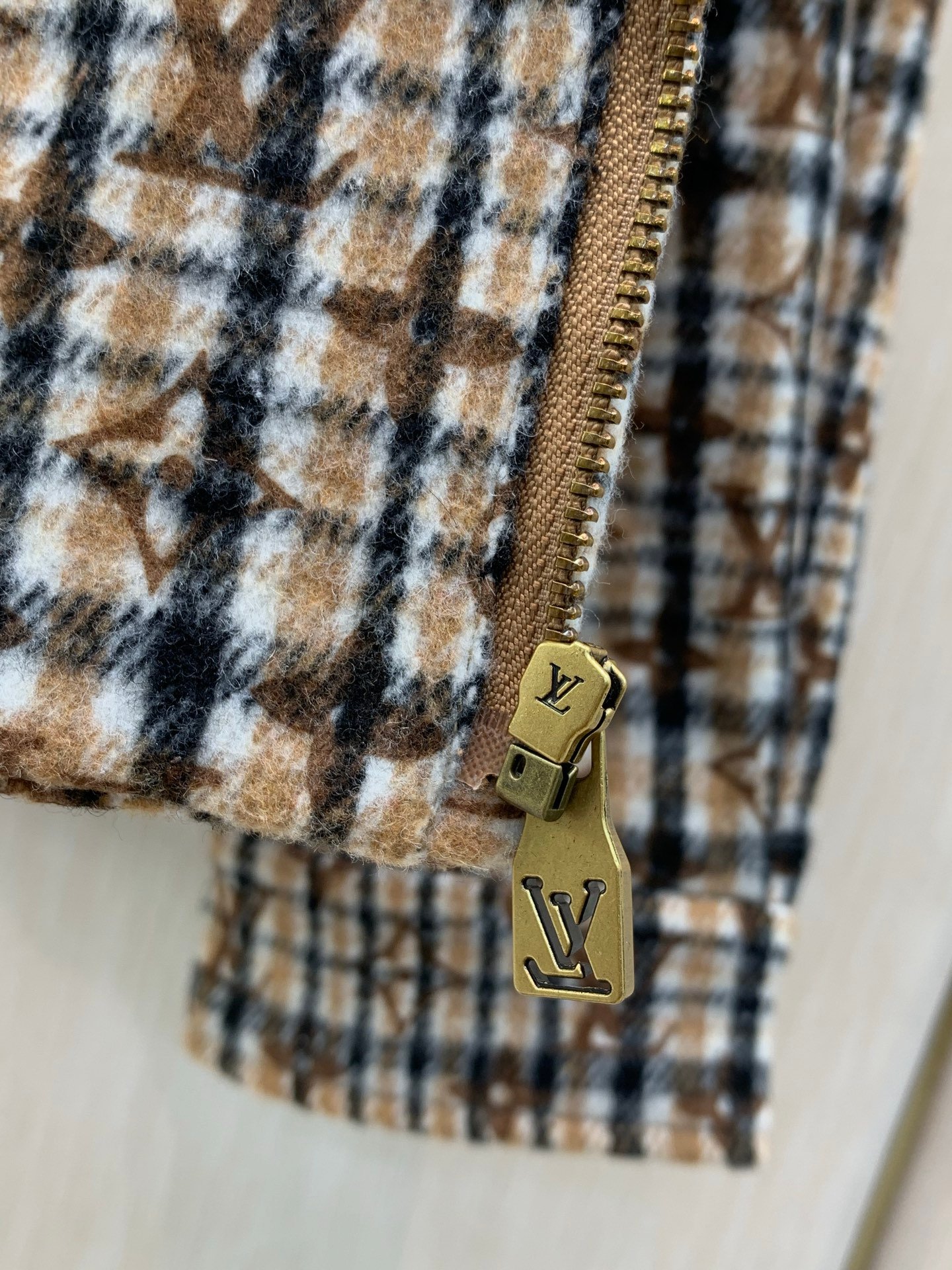 Louis Vuitton Veste à carreaux avec monogramme brodé Beige et bleu - vue 3