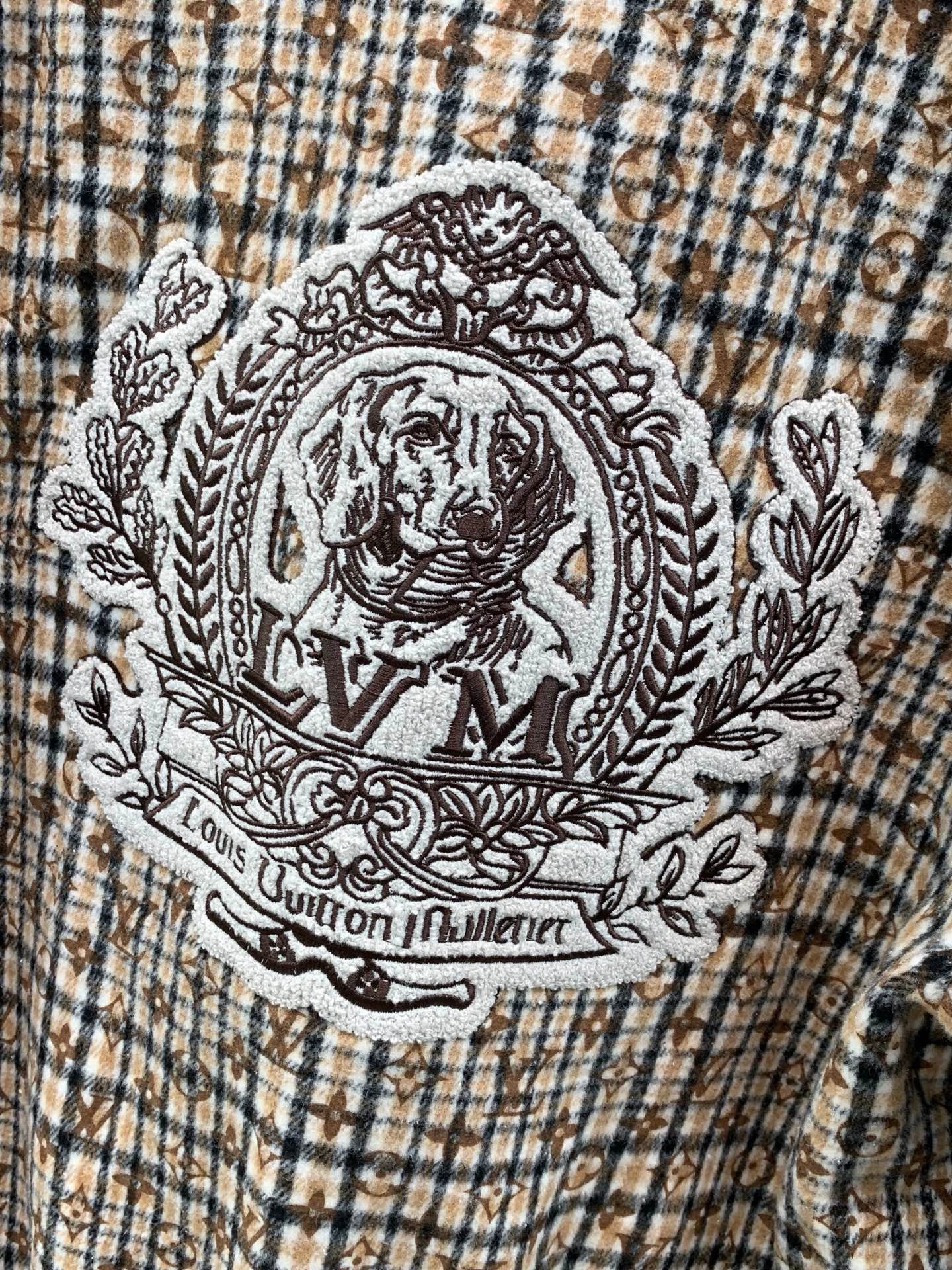 Louis Vuitton Veste à carreaux avec monogramme brodé Beige et bleu - vue 4