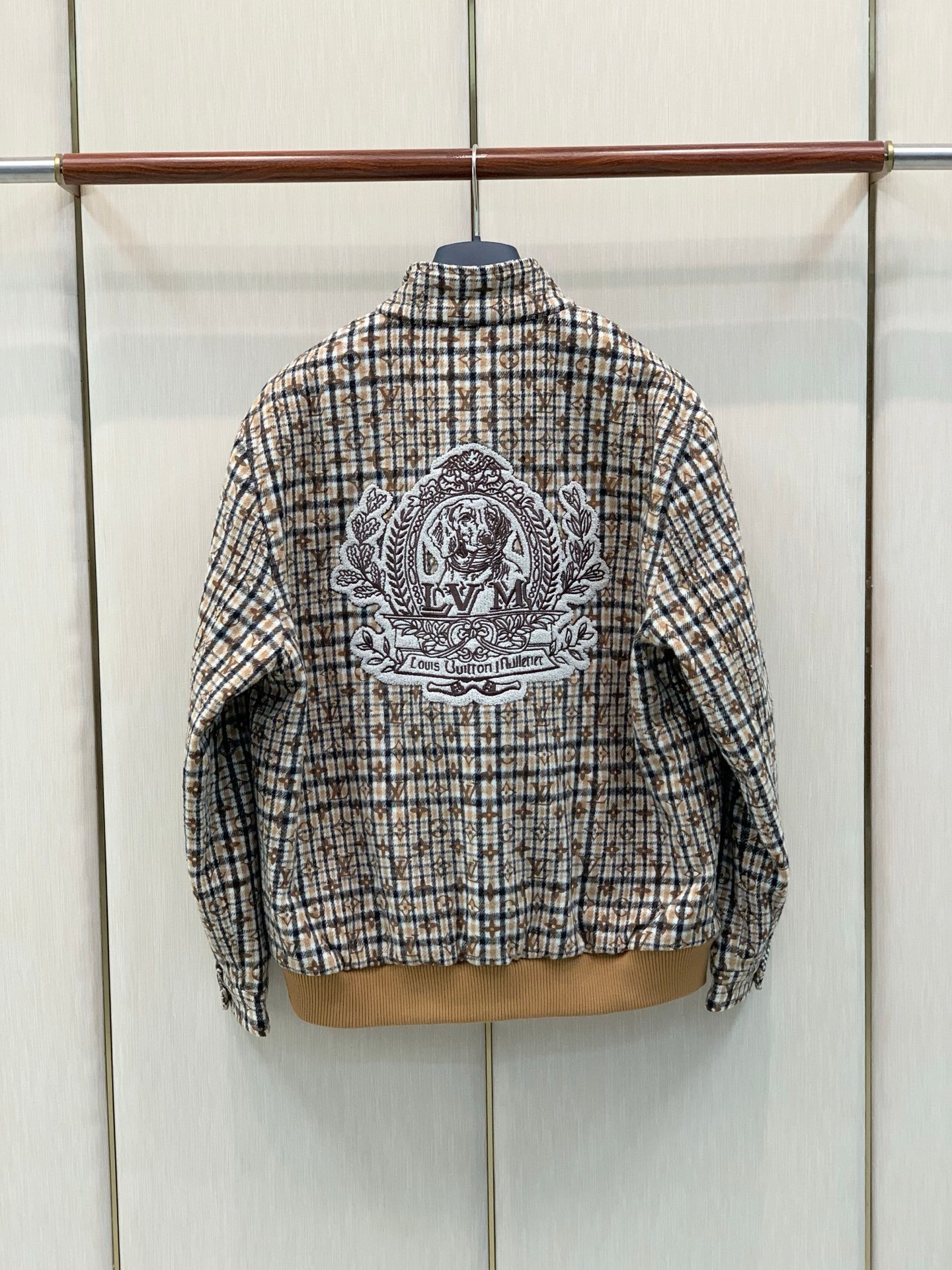 Louis Vuitton Veste à carreaux avec monogramme brodé Beige et bleu - vue 6