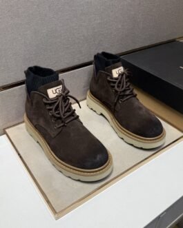 UGG Bottines montantes à lacets et semelle bicolore Marron foncé