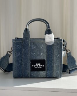 Marc Jacobs The Tote Bag en denim bleu à bandes contrastées