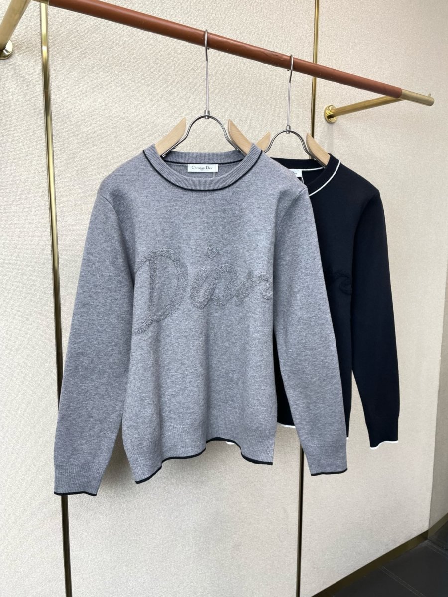 dior pull ras-du-cou à broderie ton sur ton