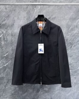 Burberry Veste légère noire à doublure carreaux