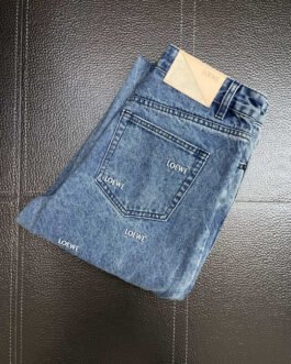Loewe Jean droit bleu à logos répétés