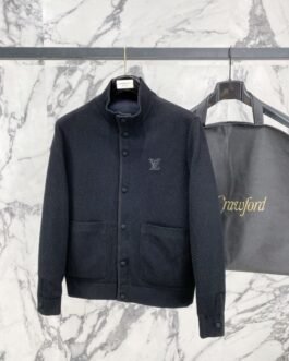 Louis Vuitton Veste zippée en maille texturée à col montant
